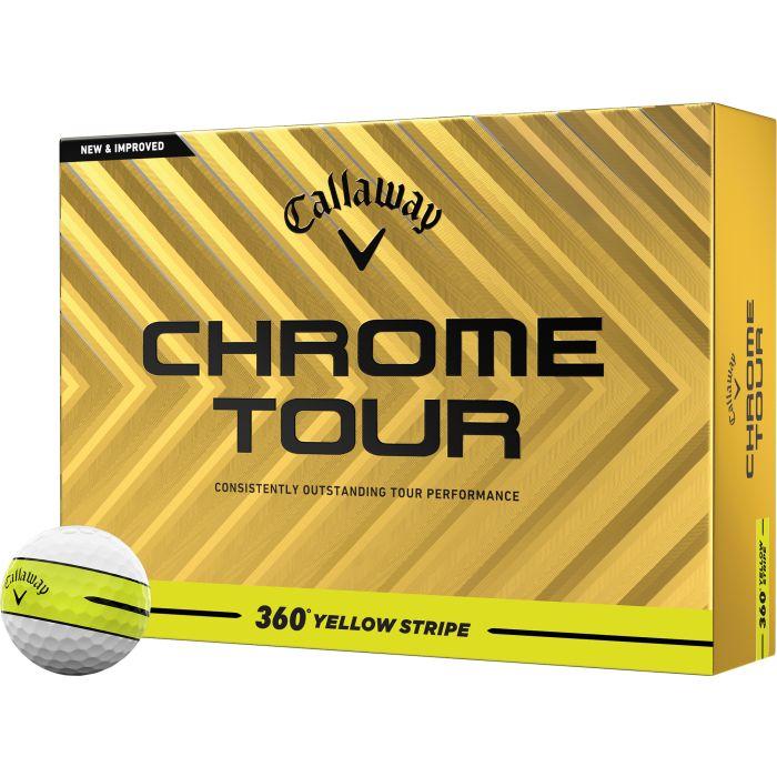 Chrome Tour 360 Yellow Stripe Golf Balls 2025
