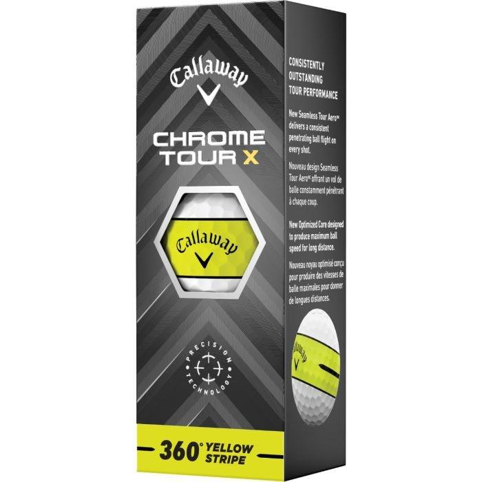 Chrome Tour X 360 Yellow Stripe Golf Balls 2025