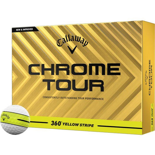 Chrome Tour 360 Yellow Stripe Golf Balls 2025