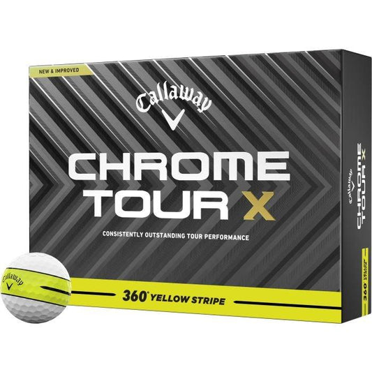Chrome Tour X 360 Yellow Stripe Golf Balls 2025